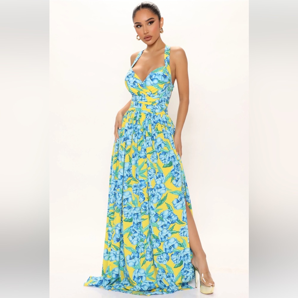 Next Baecation Maxi Dress - Yellow/combo size XS